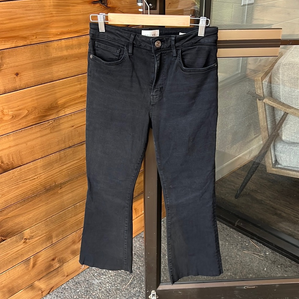 Frame Denim Midnight Black Cropped Jeans